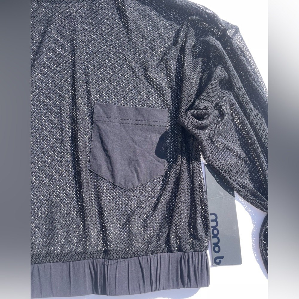 Mono B Black Mesh Cropped Hoodie – NWT – Size Medium - Picture 2 of 4